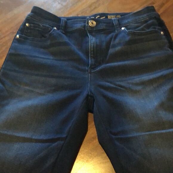 INC Denim Skinny Leg Regular Fit High Rise Jeans-black velvet stripe-Size 6 - Picture 6 of 9